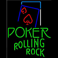 Rolling Rock Green Poker Red Heart Beer Sign Neonskylt