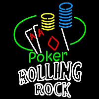 Rolling Rock Poker Ace Coin Table Beer Sign Neonskylt