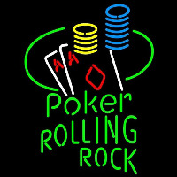 Rolling Rock Poker Ace Coin Table Beer Sign Neonskylt