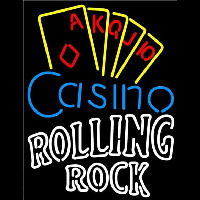 Rolling Rock Poker Casino Ace Series Beer Sign Neonskylt