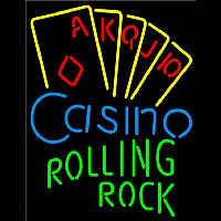 Rolling Rock Poker Casino Ace Series Beer Sign Neonskylt