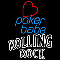 Rolling Rock Poker Girl Heart Babe Beer Sign Neonskylt