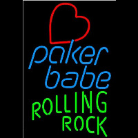 Rolling Rock Poker Girl Heart Babe Beer Sign Neonskylt