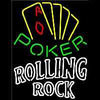 Rolling Rock Poker Yellow Beer Sign Neonskylt