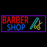 Round Barber Shop Logo Neonskylt