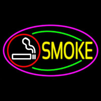 Round Cigar And Smoke Oval With Pink Border Neonskylt
