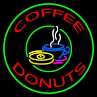 Round Coffee Donuts Neonskylt