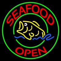 Round Seafood Open  Neonskylt