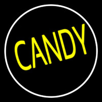 Round Yellow Candy Neonskylt