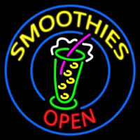 Round Yellow Smoothies Open Neonskylt