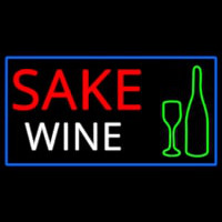 Sake Wine Bottle Glass With Blue Border Neonskylt