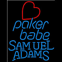 Samuel Adams Poker Girl Heart Babe Beer Sign Neonskylt