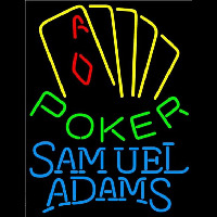 Samuel Adams Poker Yellow Beer Sign Neonskylt