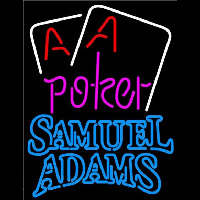 Samuel Adams Purple Lettering Red Aces White Cards Beer Sign Neonskylt