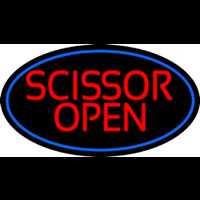 Scissor Open With Blue Border Neonskylt