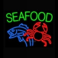 Seafood Fish Crab Neonskylt