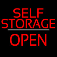 Self Storage Open White Line Neonskylt