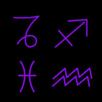 Set of Zodiac Sagittarius Capricorn Aquarius Pisces Neonskylt