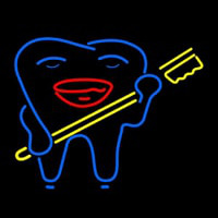 Smiley Teeth With Tooth Brush Dentist Neonskylt