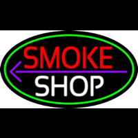 Smoke Shop And Arrow Oval With Green Border Neonskylt