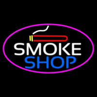Smoke Shop And Cigar Oval With Pink Border  Neonskylt