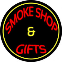 Smoke Shop And Gifts With Yellow Border Neonskylt