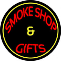 Smoke Shop And Gifts With Yellow Border Neonskylt