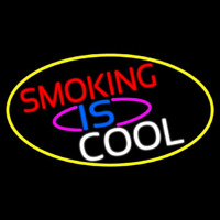 Smoking Is Cool Bar Oval With Yellow Border  Neonskylt