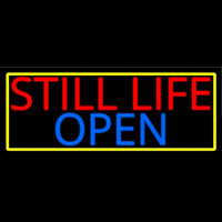 Still Life Open With Yellow Border Neonskylt