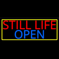 Still Life Open With Yellow Border Neonskylt