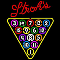 Strohs 15 Ball Billiards Pool Beer Sign Neonskylt