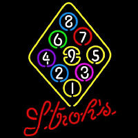 Strohs Ball Billiards Rack Pool Beer Sign Neonskylt