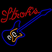 Strohs Blue Electric Guitar Beer Sign Neonskylt