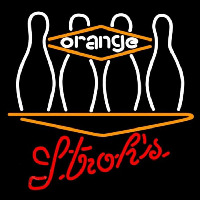 Strohs Bowling Orange Beer Sign Neonskylt