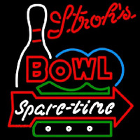 Strohs Bowling Spare Time Beer Sign Neonskylt