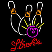 Strohs Bowling White Pink Beer Sign Neonskylt