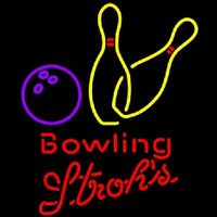 Strohs Bowling Yellow Beer Sign Neonskylt