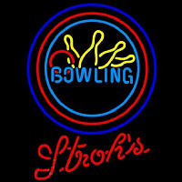 Strohs Bowling Yellow Blue Beer Sign Neonskylt