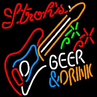 Strohs Drink Guitar Beer Sign Neonskylt