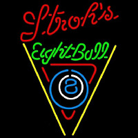 Strohs Eightball Billiards Pool Beer Sign Neonskylt