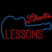 Strohs Guitar Lessons Beer Sign Neonskylt