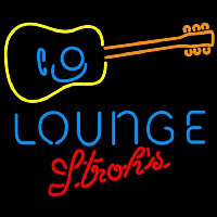 Strohs Guitar Lounge Beer Sign Neonskylt