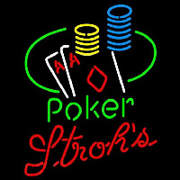 Strohs Poker Ace Coin Table Beer Sign Neonskylt