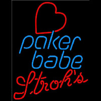 Strohs Poker Girl Heart Babe Beer Sign Neonskylt