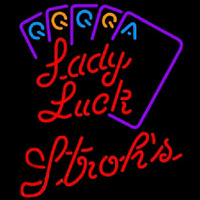 Strohs Poker Lady Luck Series Beer Sign Neonskylt
