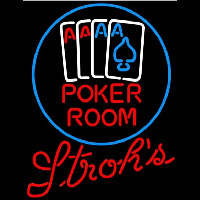 Strohs Poker Room Beer Sign Neonskylt