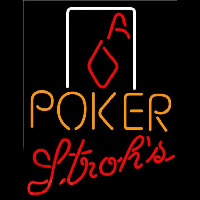 Strohs Poker Squver Ace Beer Sign Neonskylt