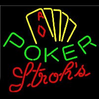 Strohs Poker Yellow Beer Sign Neonskylt