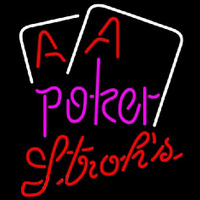 Strohs Purple Lettering Red Aces White Cards Poker Beer Sign Neonskylt