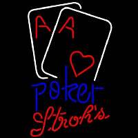 Strohs Purple Lettering Red Heart White Cards Poker Beer Sign Neonskylt